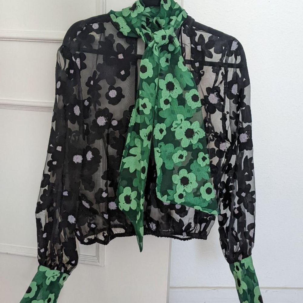 NWT ZARA BOW TIE POLKA DOT BLOUSE SIZE S - Picture 3 of 6